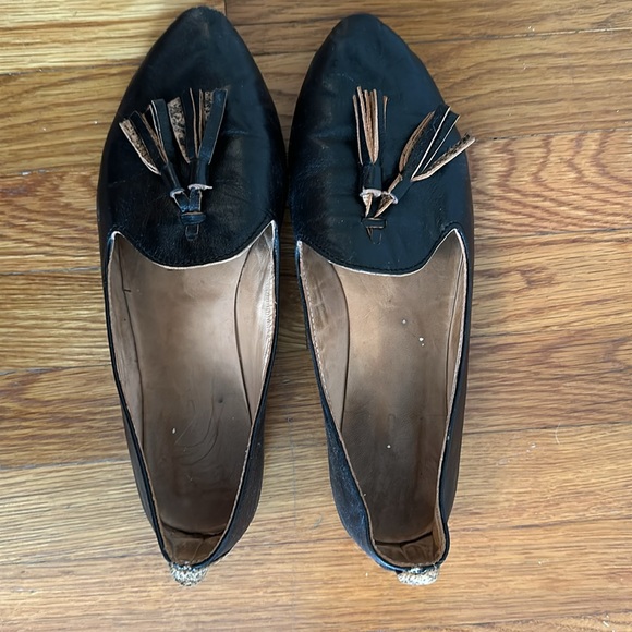 Handmade black leather loafers with tassels - Size 8.5 - Picture 2 of 6